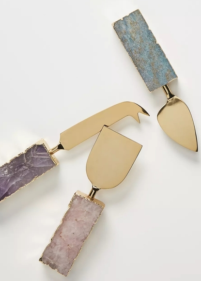 Anthropologie Agate Cheese Knives, set of 3 - Picture 2 of 7